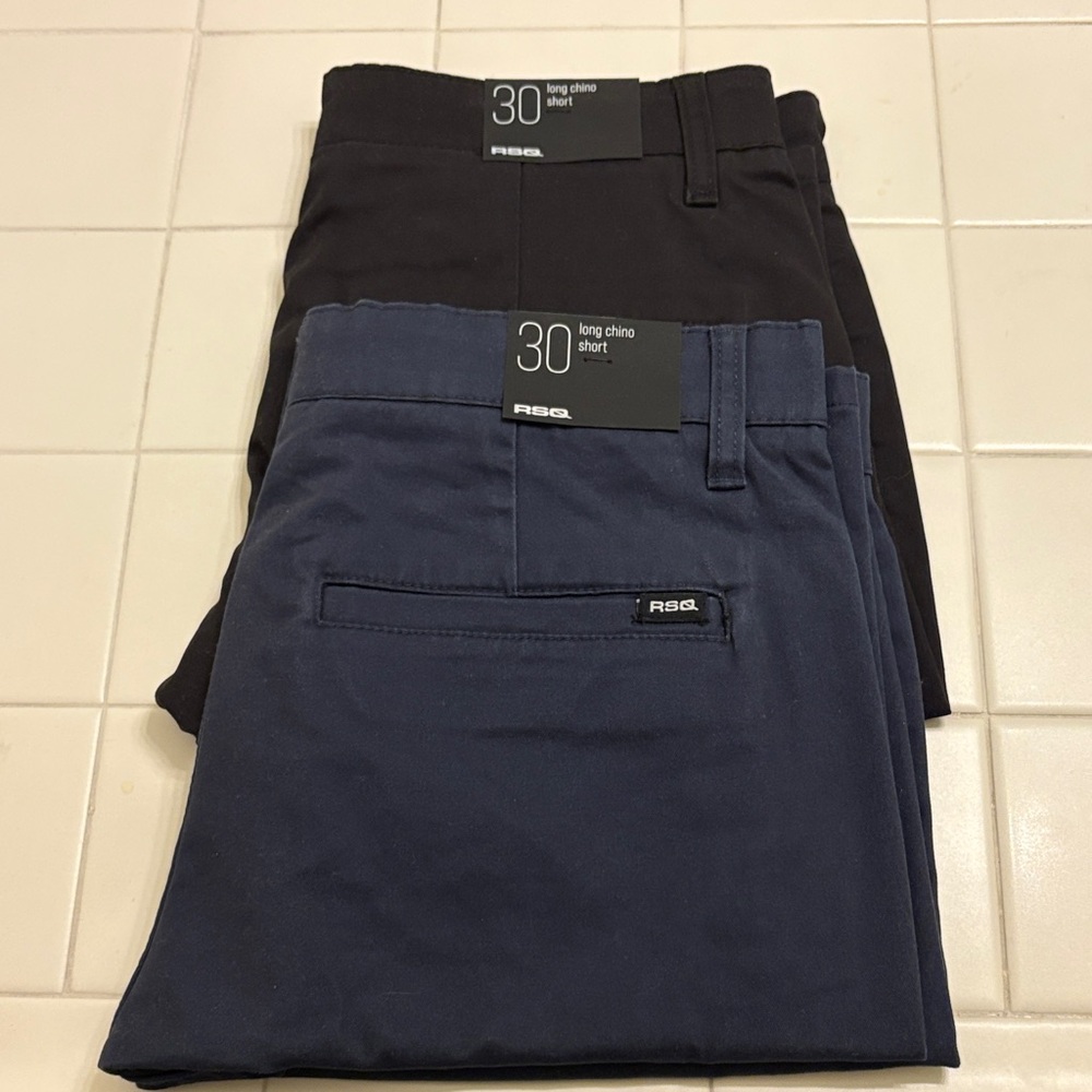 Men's Black and Blue Chino Pants